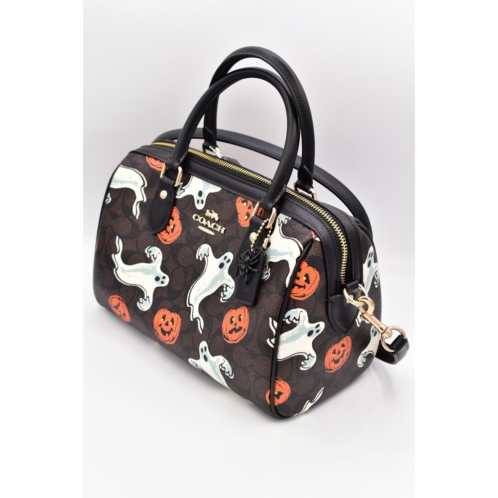 Coach Rowan Satchel Bag In Signature Canvas With Halloween Print NWT Walnut 2025 - Picture 8 of 16